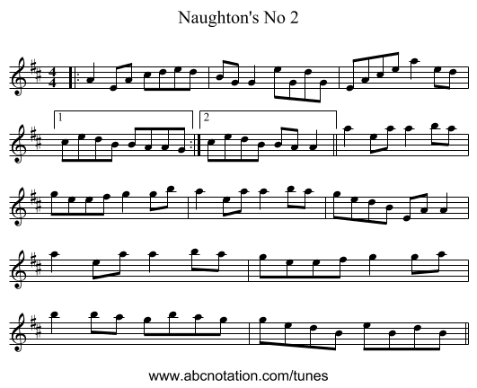Naughton's No 2 - staff notation