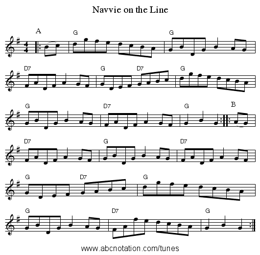 Navvie on the Line - staff notation