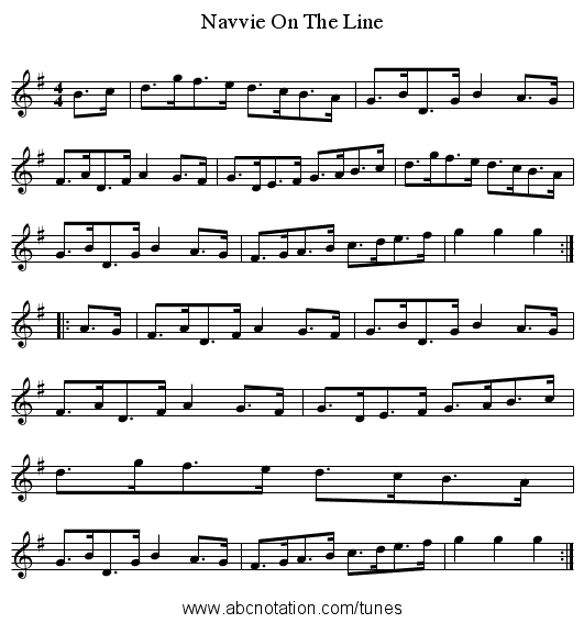 Navvie On The Line - staff notation