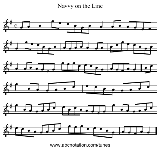 Navvy on the Line - staff notation