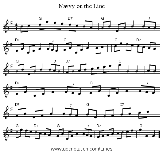 Navvy on the Line - staff notation