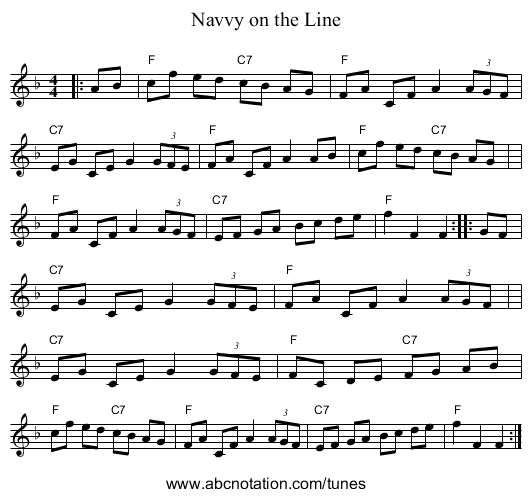 Navvy on the Line - staff notation