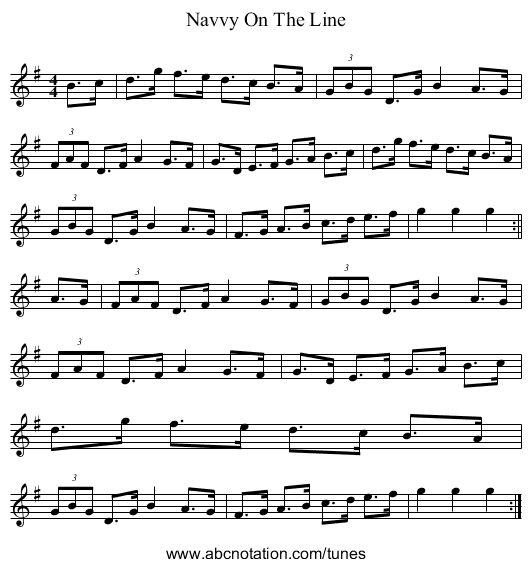 Navvy On The Line - staff notation