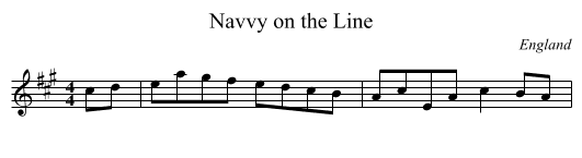 Navvy on the Line - staff notation