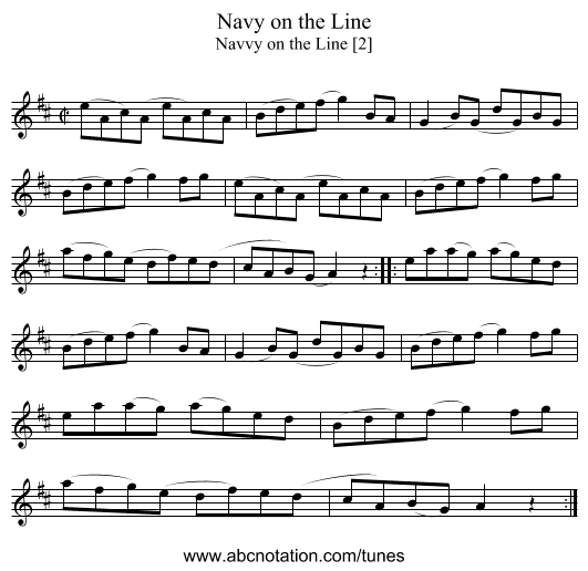 Navy on the Line - staff notation