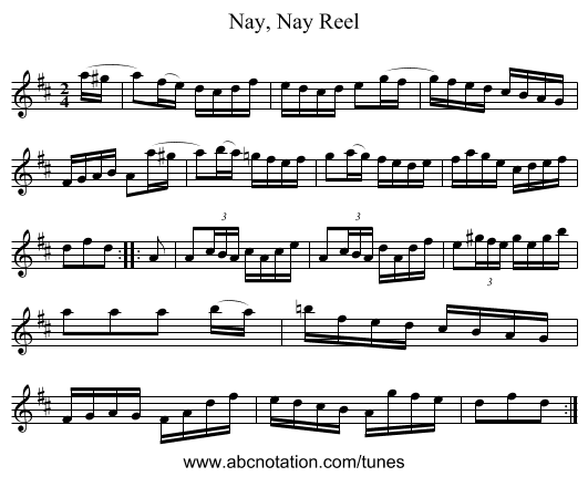 Nay, Nay Reel - staff notation