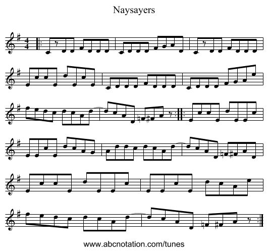 Naysayers - staff notation