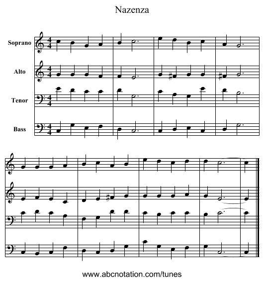 Nazenza - staff notation