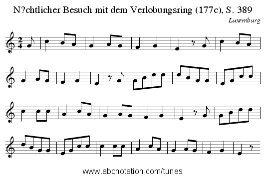 N?chtlicher Besuch mit dem Verlobungsring (177c), S. 389 - staff notation