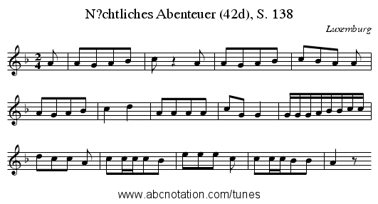 N?chtliches Abenteuer (42d), S. 138 - staff notation