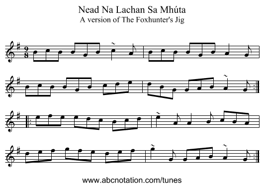 Nead Na Lachan Sa Mhúta - staff notation
