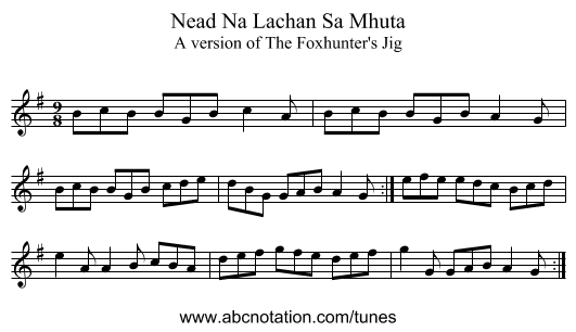 Nead Na Lachan Sa Mhuta - staff notation