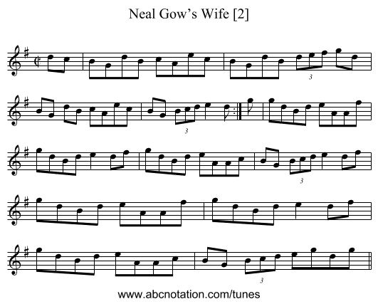 Neal Gow’s Wife [2] - staff notation