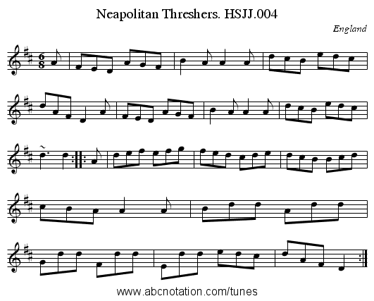 Neapolitan Threshers. HSJJ.004 - staff notation