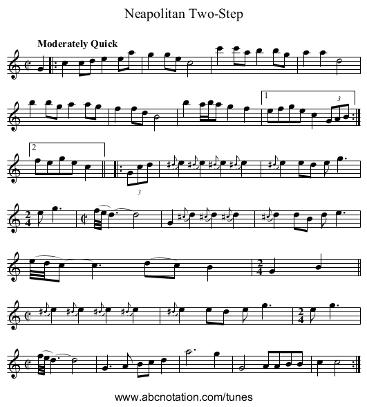 Neapolitan Two-Step - staff notation