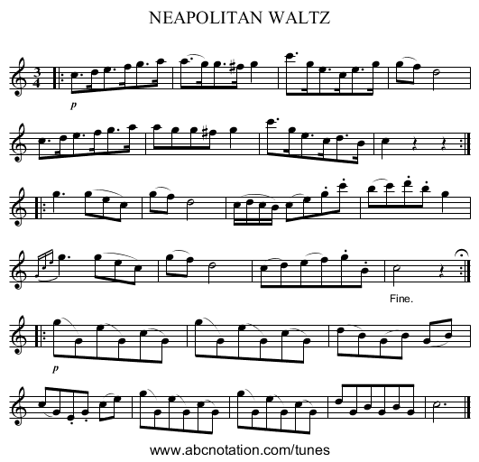 NEAPOLITAN WALTZ - staff notation