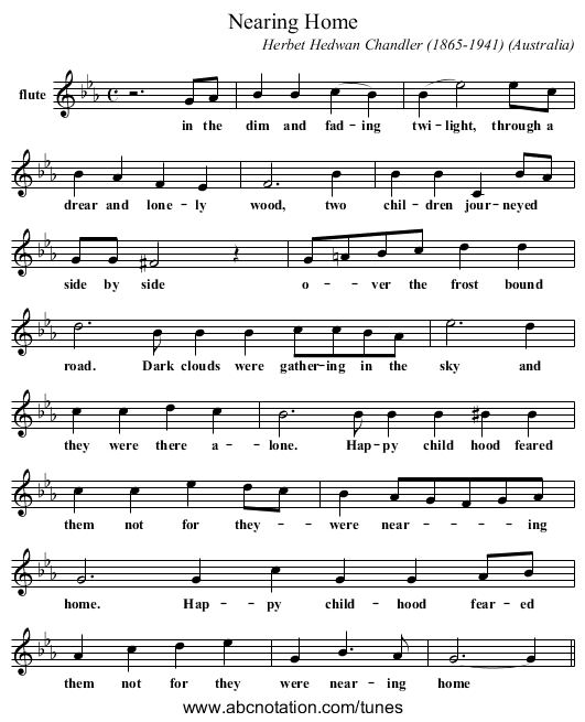 Nearing Home - staff notation