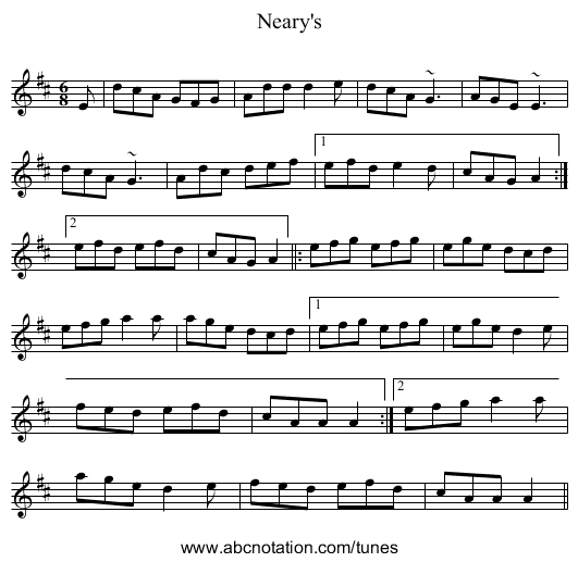 Neary's - staff notation