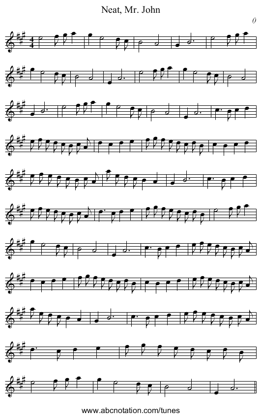 Neat, Mr. John - staff notation