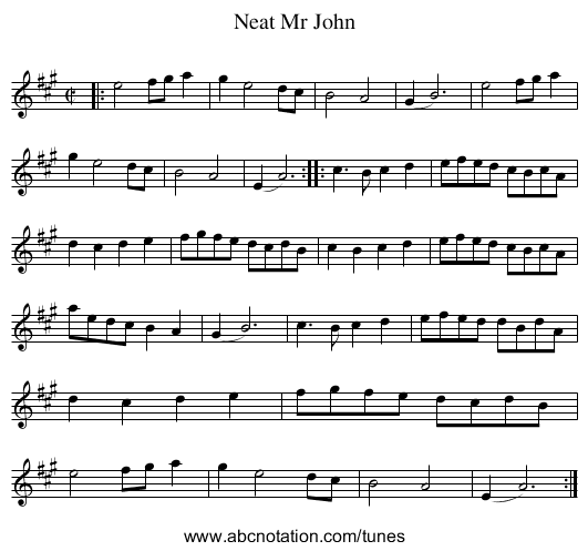 Neat Mr John - staff notation