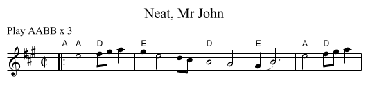 Neat, Mr John - staff notation
