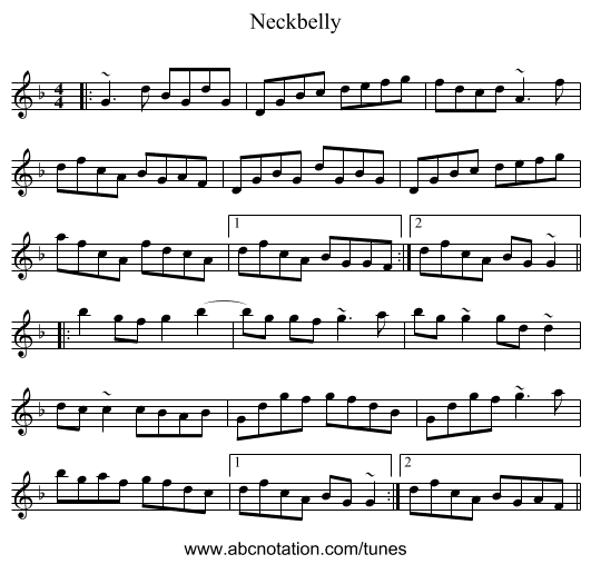 Neckbelly - staff notation