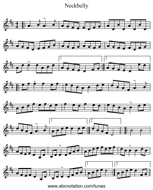 Neckbelly - staff notation