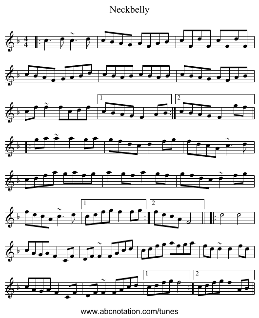 Neckbelly - staff notation