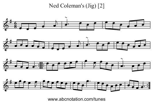 Ned Coleman's (Jig) [2] - staff notation