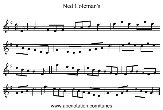 Ned Coleman's - staff notation