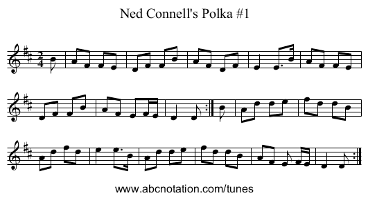 Ned Connell's Polka #1 - staff notation