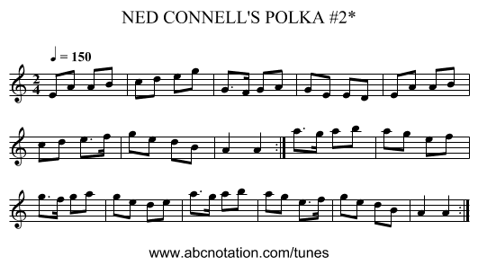 NED CONNELL'S POLKA #2* - staff notation