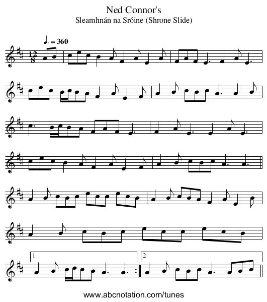 Ned Connor's - staff notation