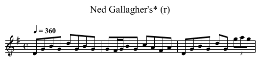Ned Gallagher's* (r) - staff notation