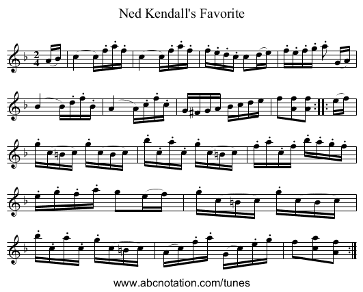 Ned Kendall's Favorite - staff notation
