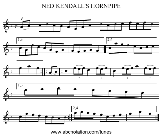 NED KENDALL'S HORNPIPE - staff notation