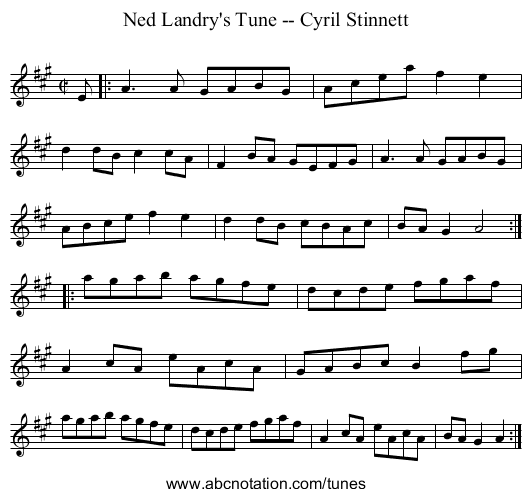Ned Landry's Tune -- Cyril Stinnett - staff notation