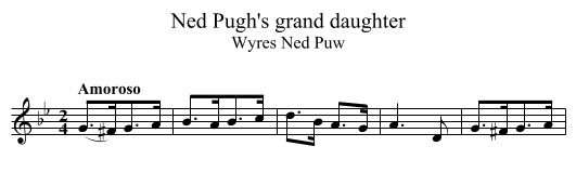 Ned Pugh's grand daughter - staff notation