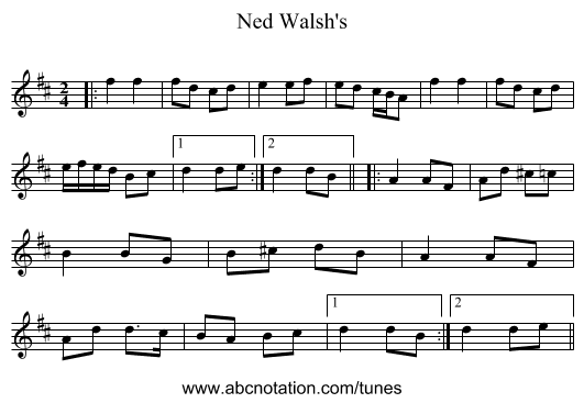 Ned Walsh's - staff notation