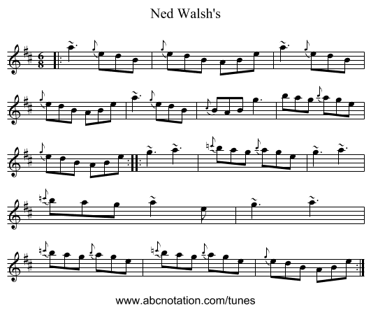 Ned Walsh's - staff notation