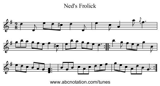 Ned's Frolick - staff notation