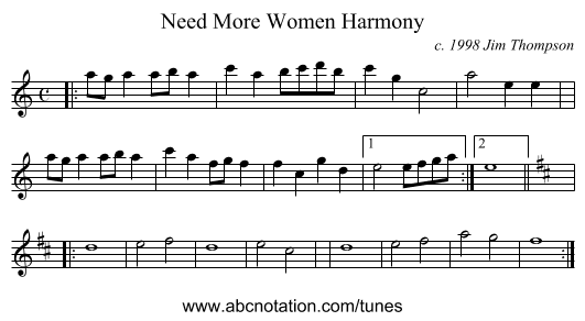 Need More Women Harmony - staff notation
