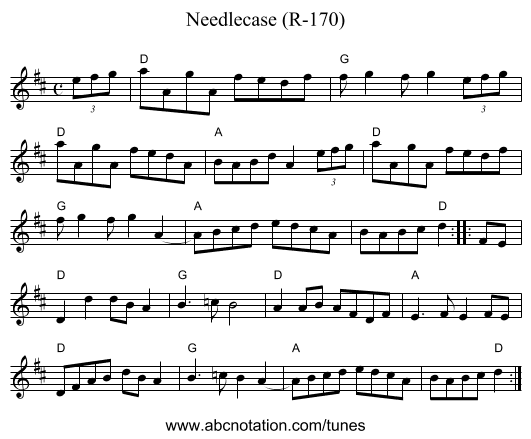 Needlecase (R-170) - staff notation