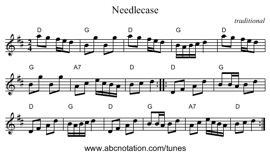 Needlecase - staff notation