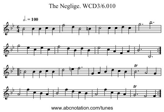 Neglige. WCD3/6.010, The - staff notation