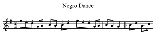 Negro Dance - staff notation