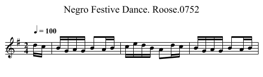 Negro Festive Dance. Roose.0752 - staff notation