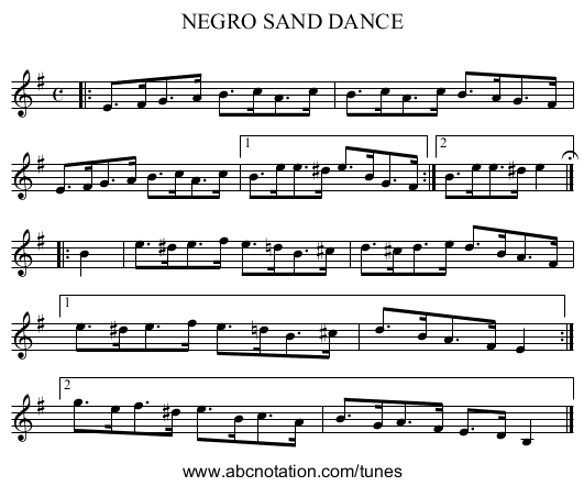 NEGRO SAND DANCE - staff notation