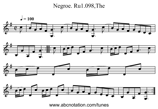 Negroe. Ru1.098,The - staff notation