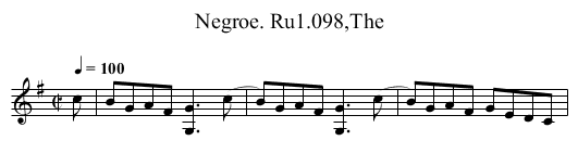 Negroe. Ru1.098,The - staff notation
